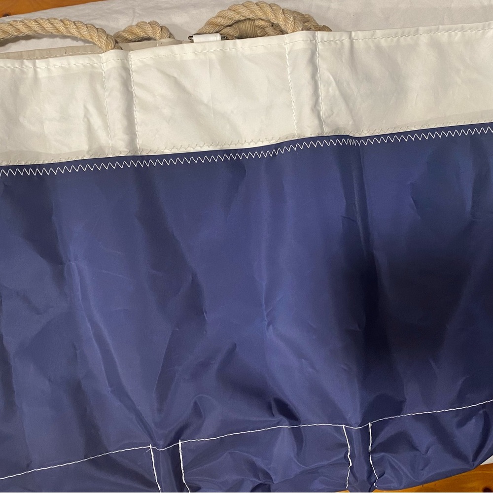 SEA BAGS MAINE XTRA Navy Blue Anchor Ogunquit Beach Tote Sail Cloth XL - Picture 4 of 5